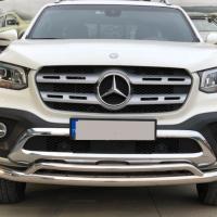 Mercedes X-Class 2017+ Uyumlu Off Road Ön Tampon Koruma Demiri Krom (Çiftli Bıyık) AQM4WD